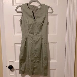 H&M olive green v-neck sheath dress